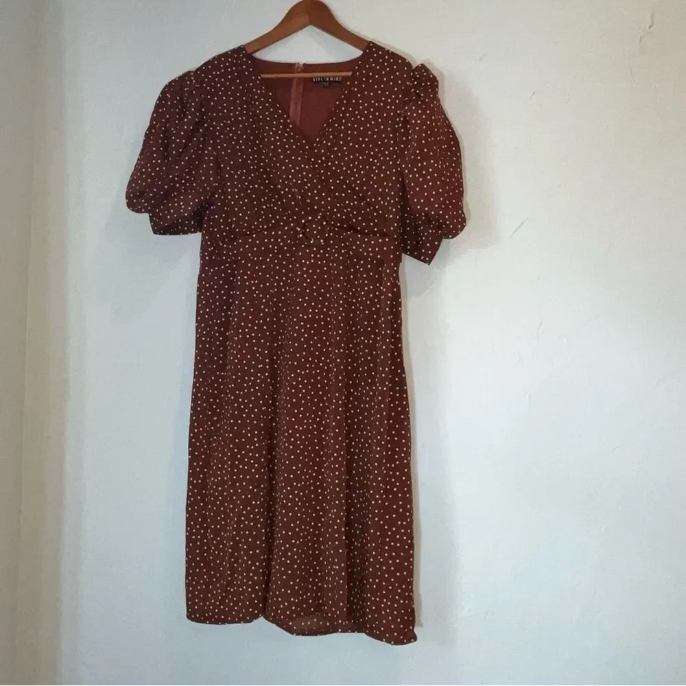 Girl in Mind Brown & White Polka Dot Dress - Picture 2 of 10